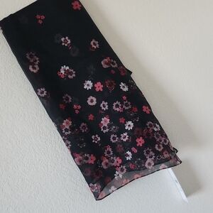 Calvin Klein Black and Red Floral Scarf